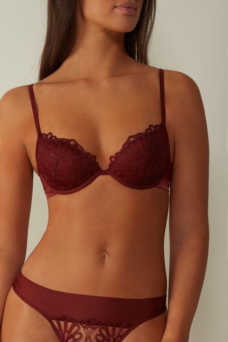 Intimissimi Romantic Life Bellissima Push-up BH Dame Mørke Rød | NOBC4747