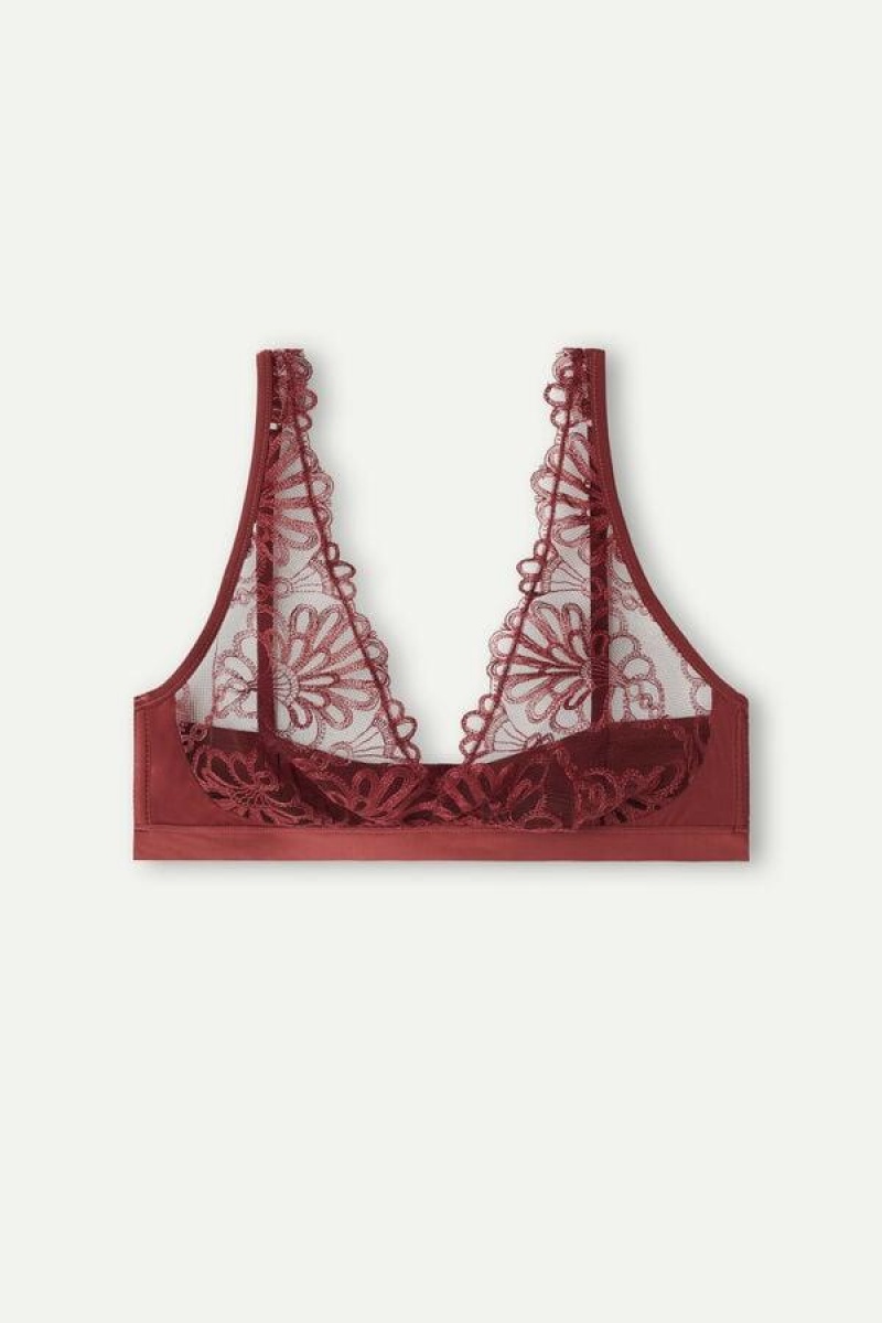 Intimissimi Romantic Life Lara Triangle BH Dame Mørke Rød | NOSO4885