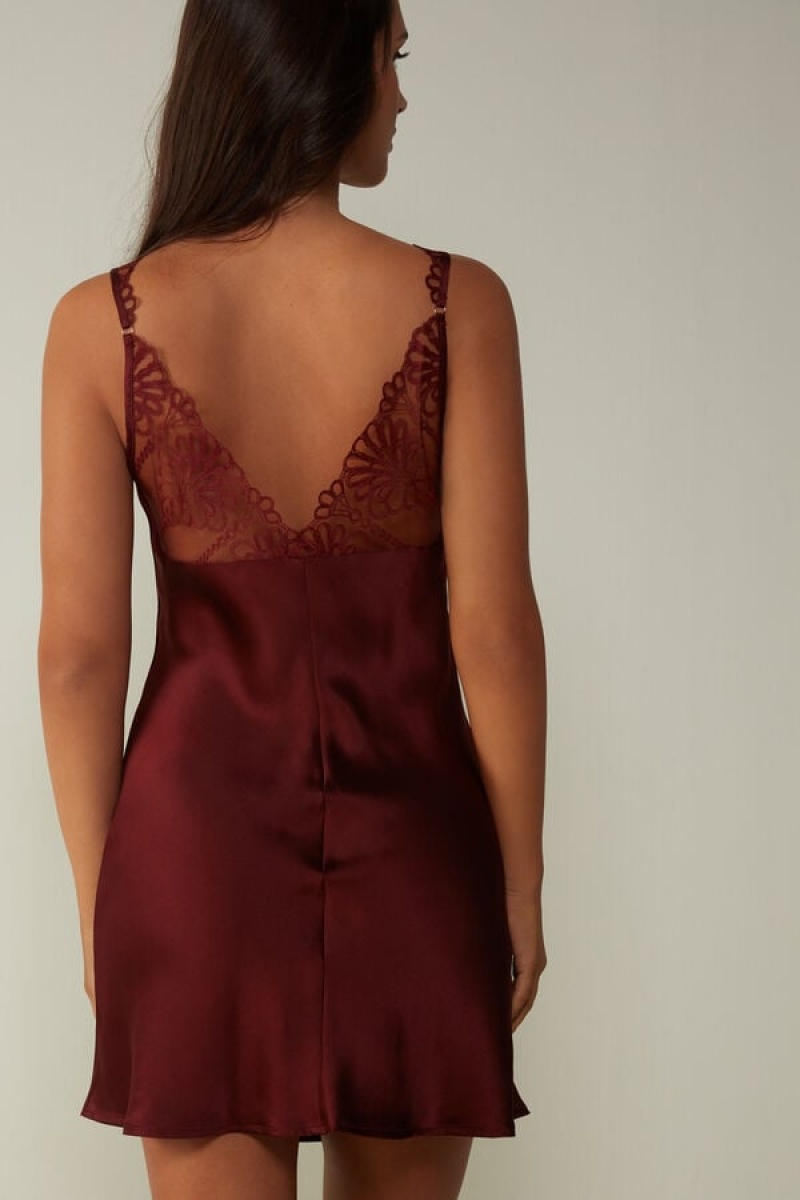 Intimissimi Romantic Life Silk Chemise Dameundertøy Dame Mørke Rød | NOZG4127