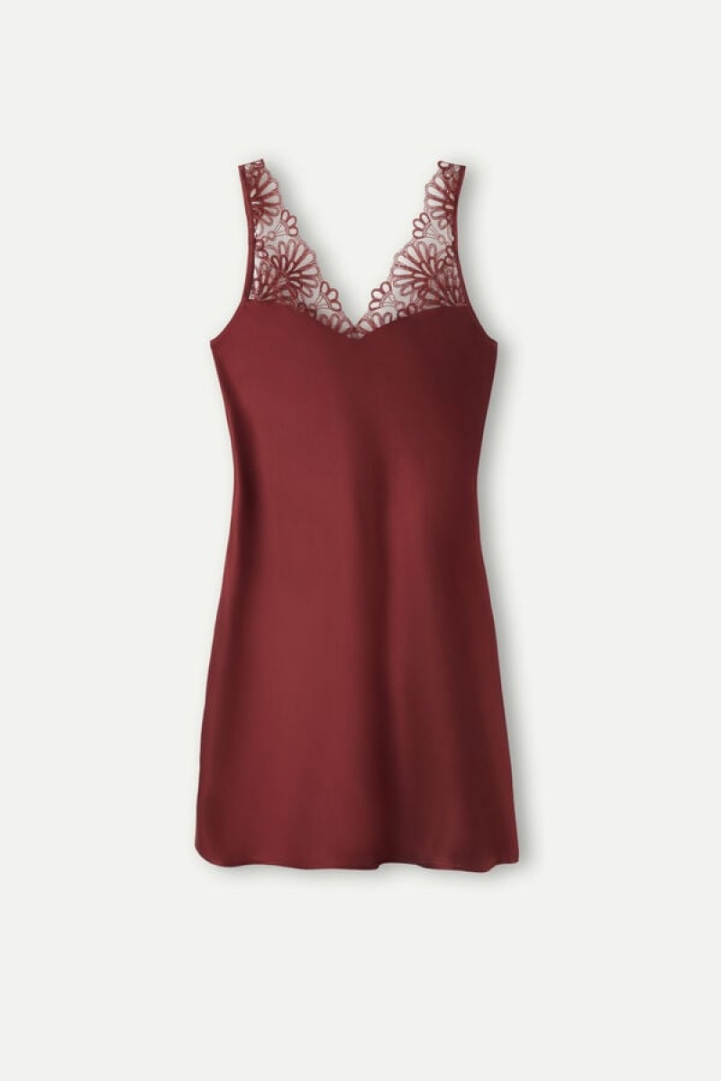 Intimissimi Romantic Life Silk Chemise Dameundertøy Dame Mørke Rød | NOZG4127