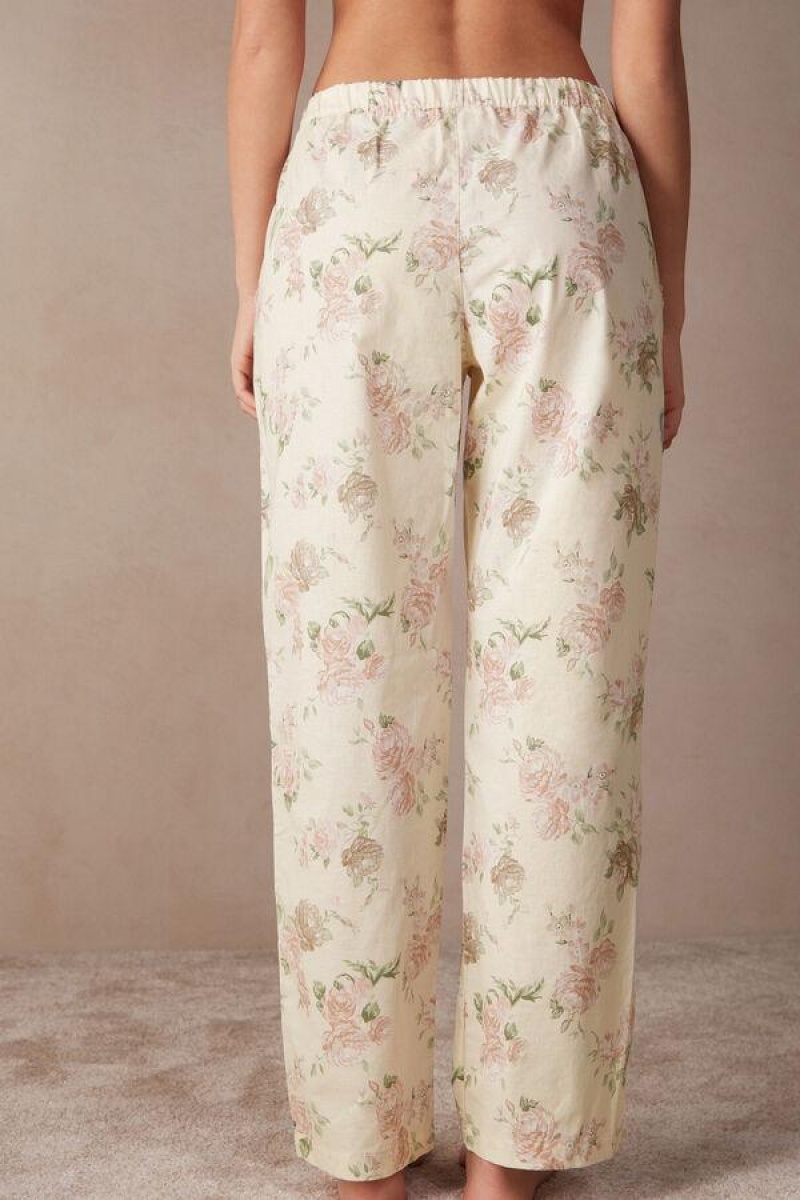 Intimissimi Scent of Roses Full Length Bomull Cloth Pants Pyjamas Dame Multicolor Hvite | NOKI4025