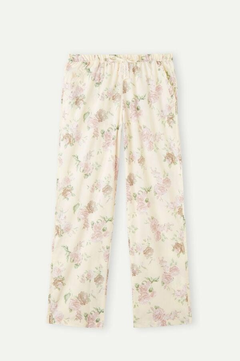 Intimissimi Scent of Roses Full Length Bomull Cloth Pants Pyjamas Dame Multicolor Hvite | NOKI4025