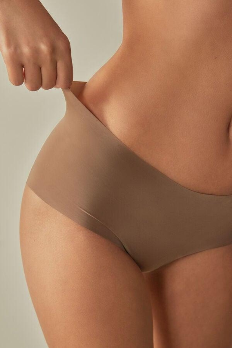 Intimissimi Seamless Microfiber Hipster Truser Dame Mørke Beige | NORW3728