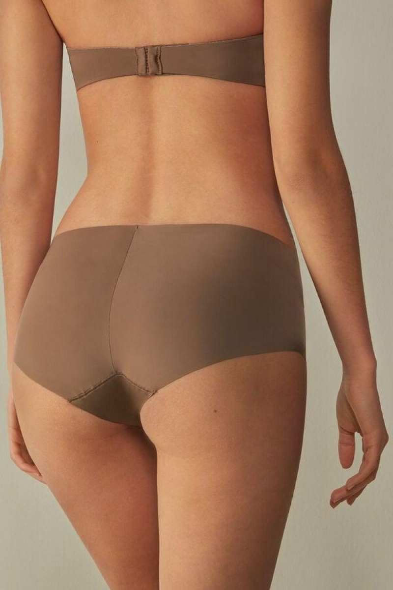 Intimissimi Seamless Microfiber Hipster Truser Dame Mørke Beige | NORW3728