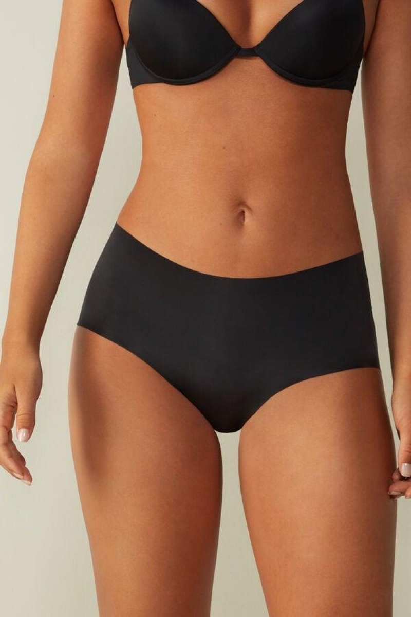 Intimissimi Seamless Microfiber Hipster Truser Dame Svarte | NOAP3721