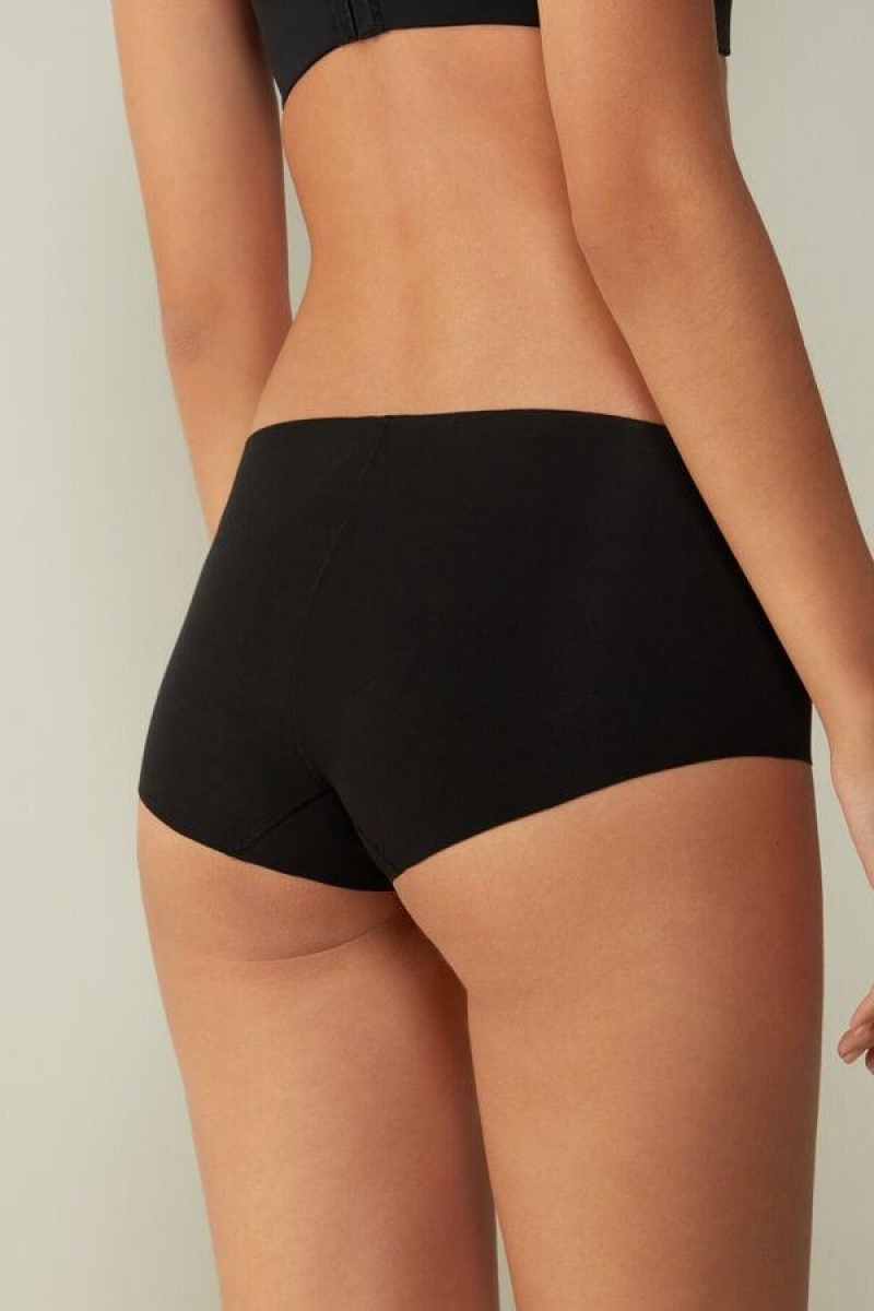 Intimissimi Seamless Supima® Bomull Hipster Truser Dame Svarte | NOOR3723