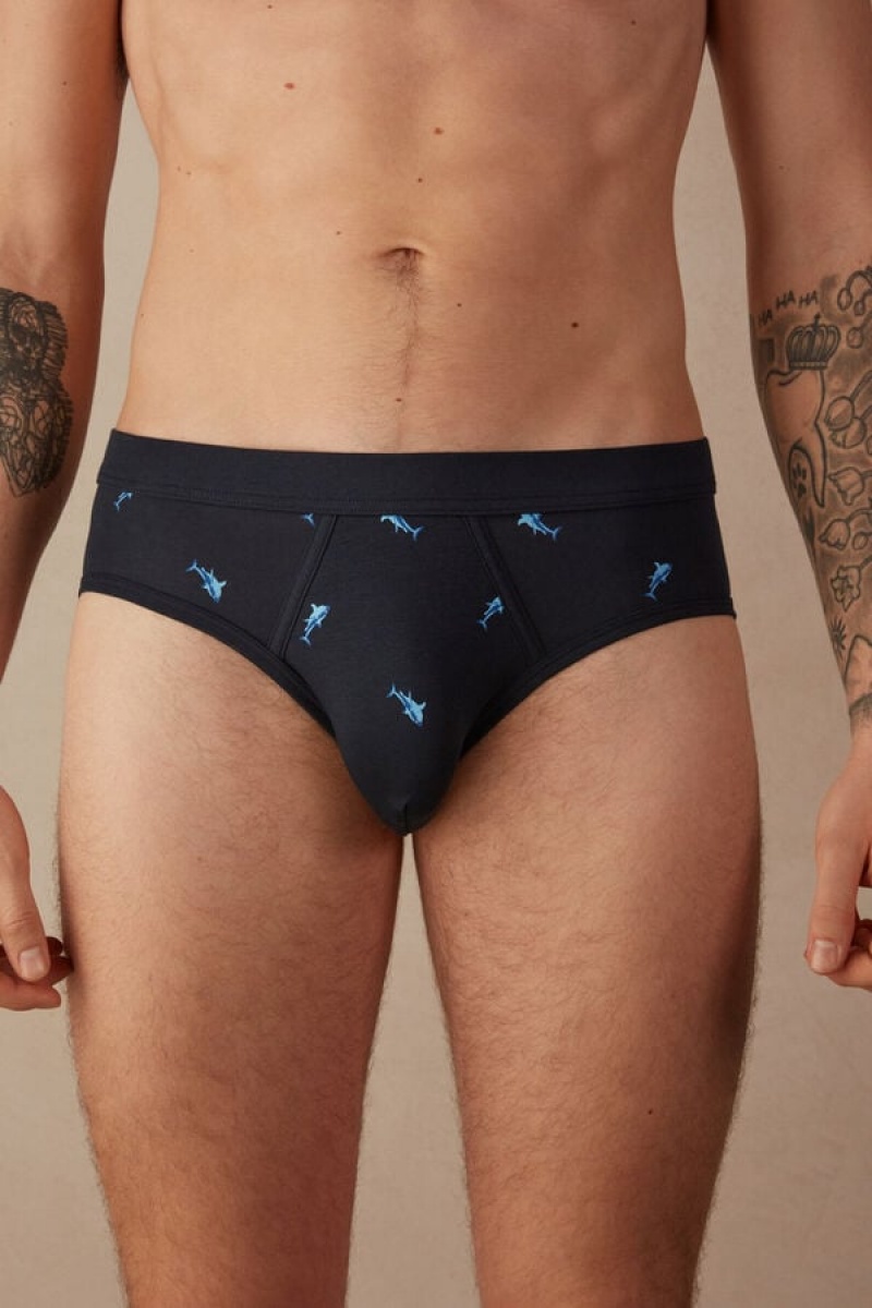 Intimissimi Shark in Stretch Supima® Bomull Truser Herre Blå Mørke Grå | NOOR3340