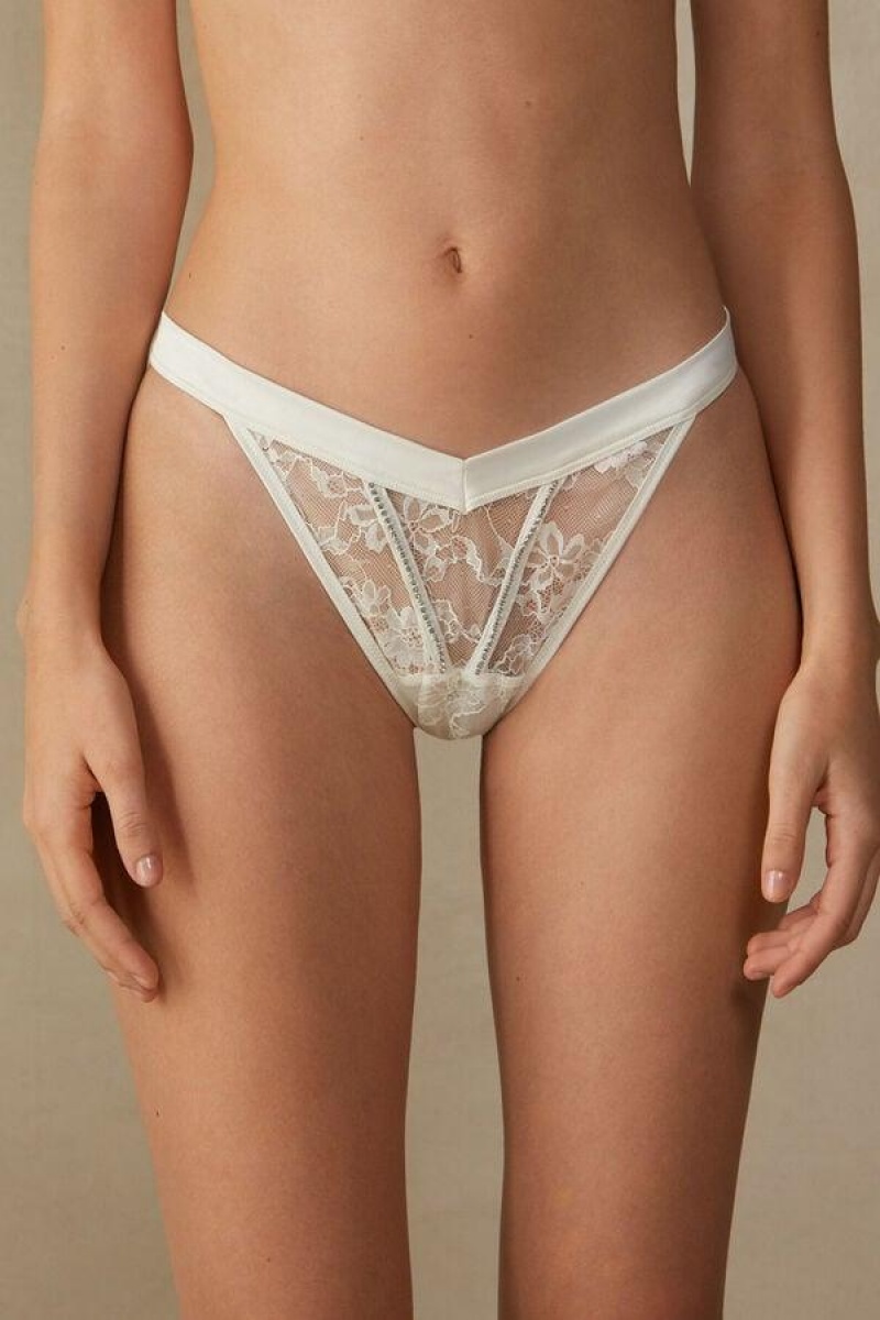 Intimissimi Shine High Like Stars ‘80s Stil Thong Truser Dame Hvite | NOAP3791