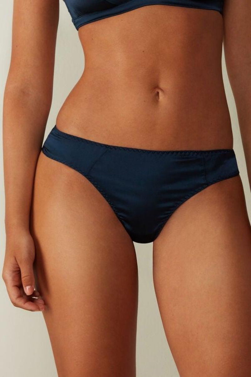 Intimissimi Silk Cheeky Briefs Truser Dame Blå | NOAP3538