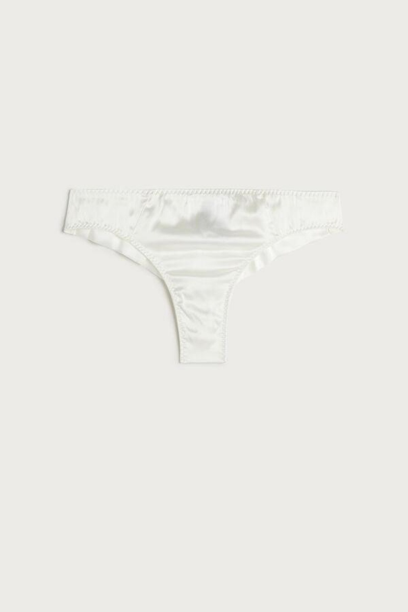 Intimissimi Silk Cheeky Briefs Truser Dame Hvite | NOXF3502