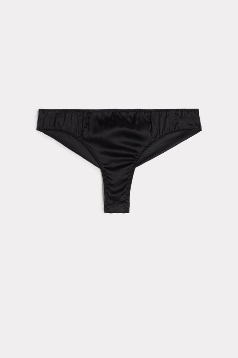 Intimissimi Silk Cheeky Briefs Truser Dame Svarte | NOVD3500