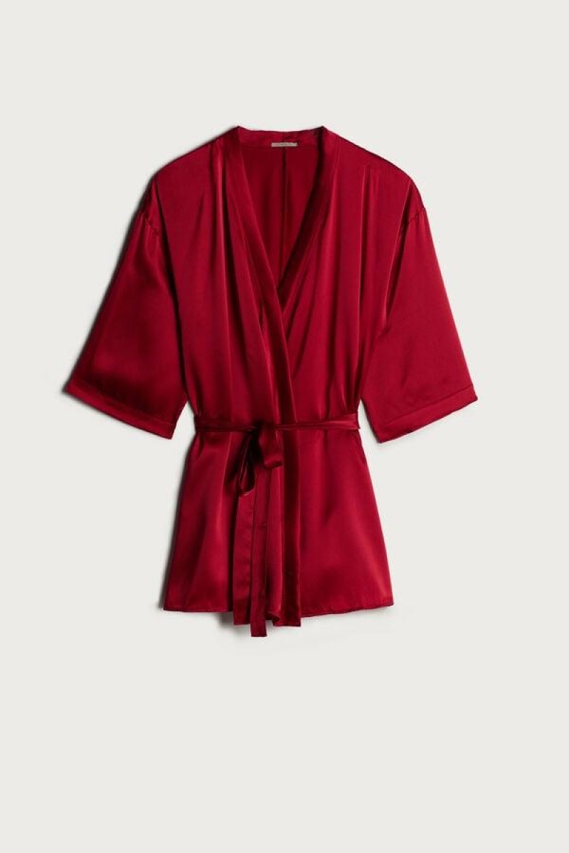 Intimissimi Silk Kimono Pyjamas Dame Rød | NOHK3845