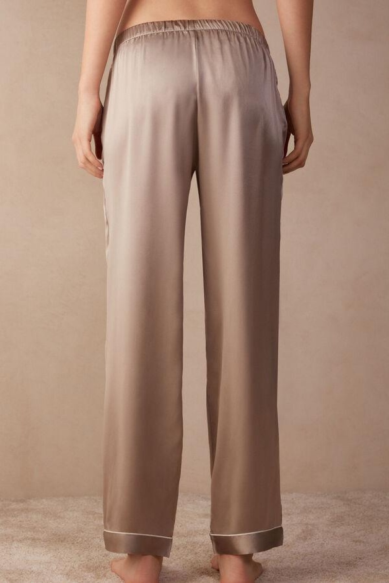 Intimissimi Silk Satin Pants Pyjamas Dame Beige | NOOR3983