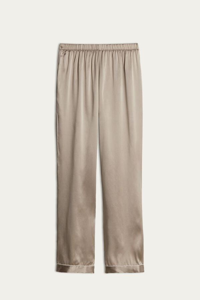 Intimissimi Silk Satin Pants Pyjamas Dame Beige | NOOR3983