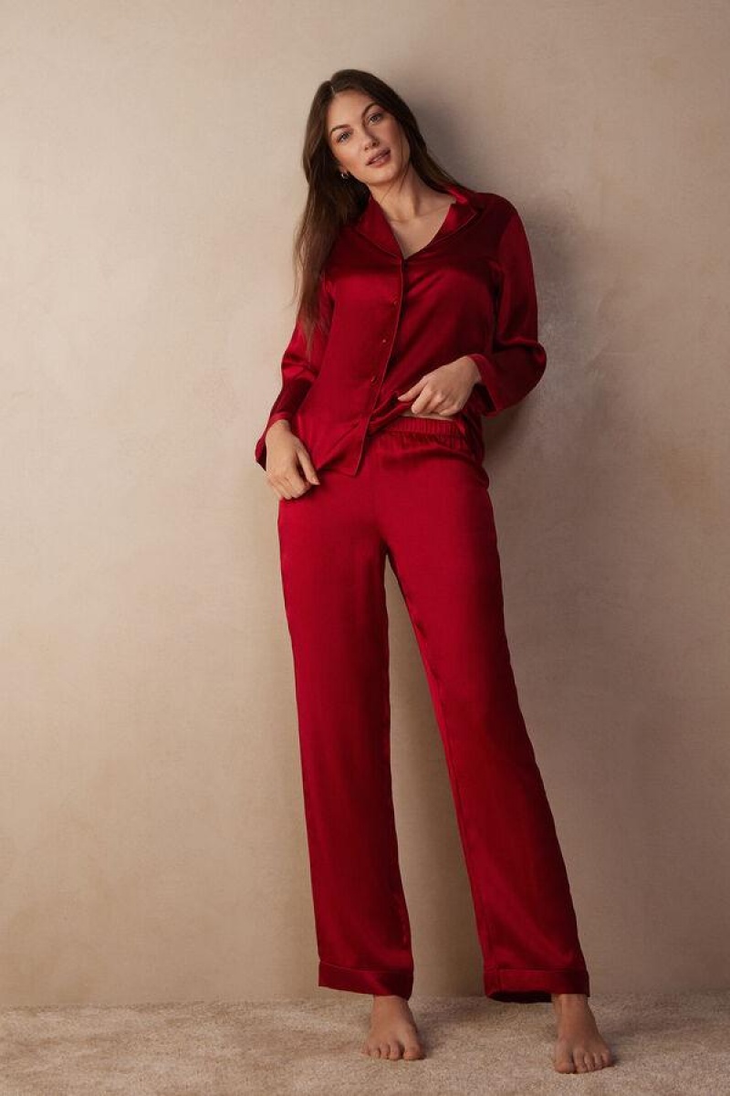 Intimissimi Silk Satin Pants Pyjamas Dame Rød | NOPQ3982