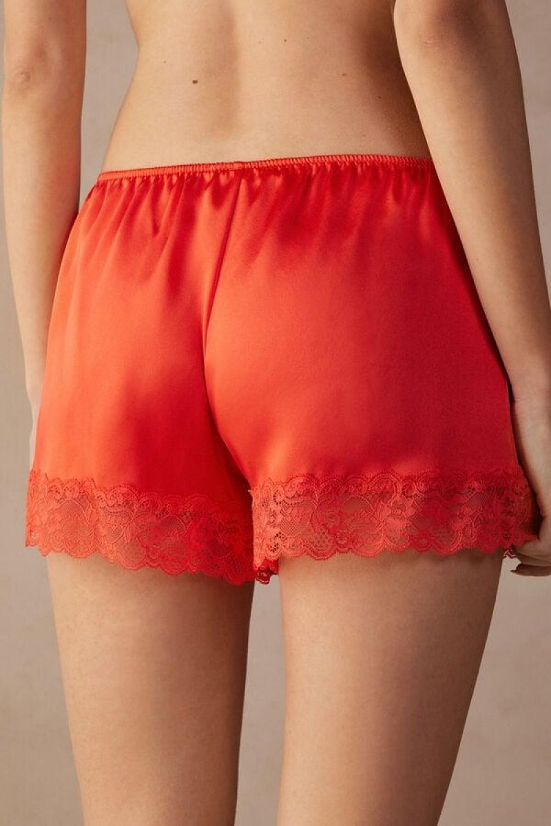 Intimissimi Silk Shorts Pyjamas Dame Dyp Rød | NOHK4079