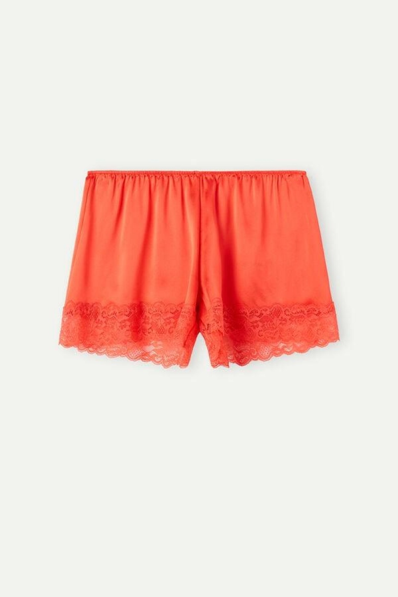 Intimissimi Silk Shorts Pyjamas Dame Dyp Rød | NOHK4079