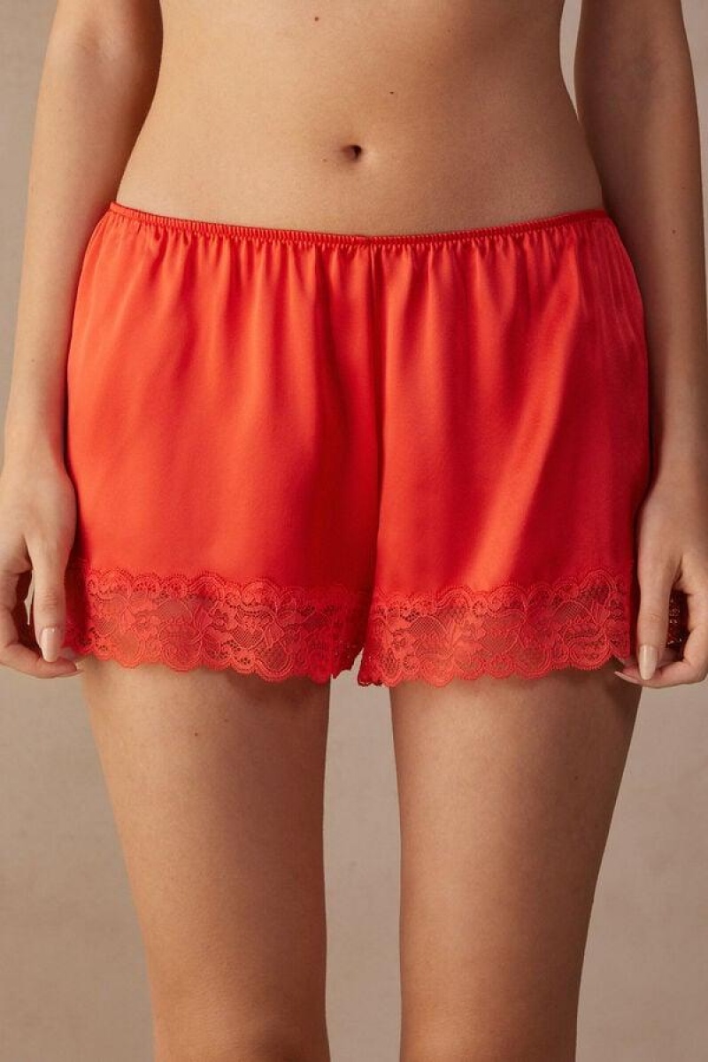 Intimissimi Silk Shorts Pyjamas Dame Dyp Rød | NOHK4079