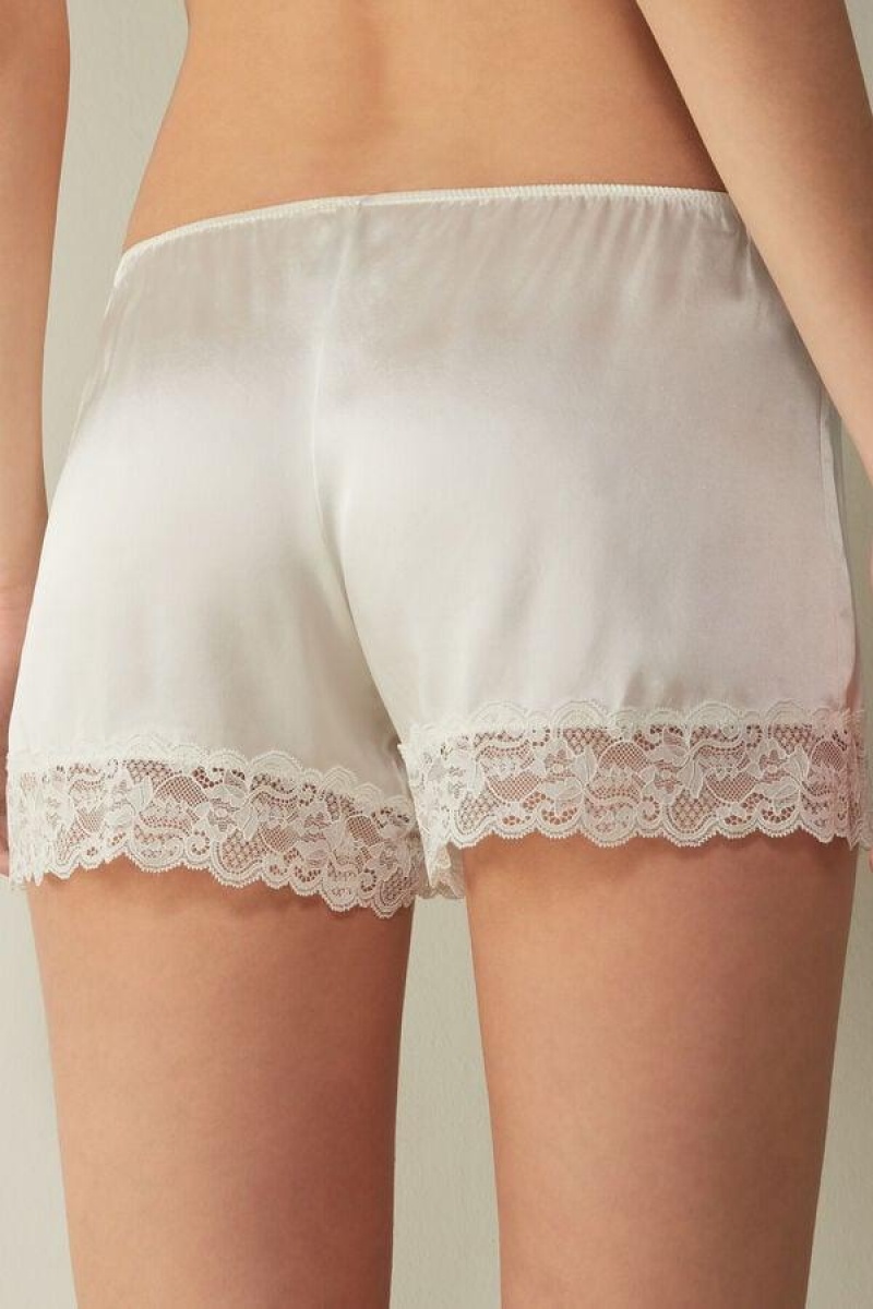 Intimissimi Silk Shorts Pyjamas Dame Hvite | NOPQ4052