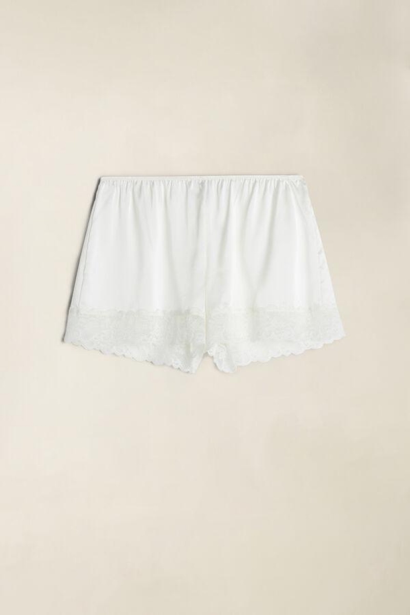 Intimissimi Silk Shorts Pyjamas Dame Hvite | NOPQ4052