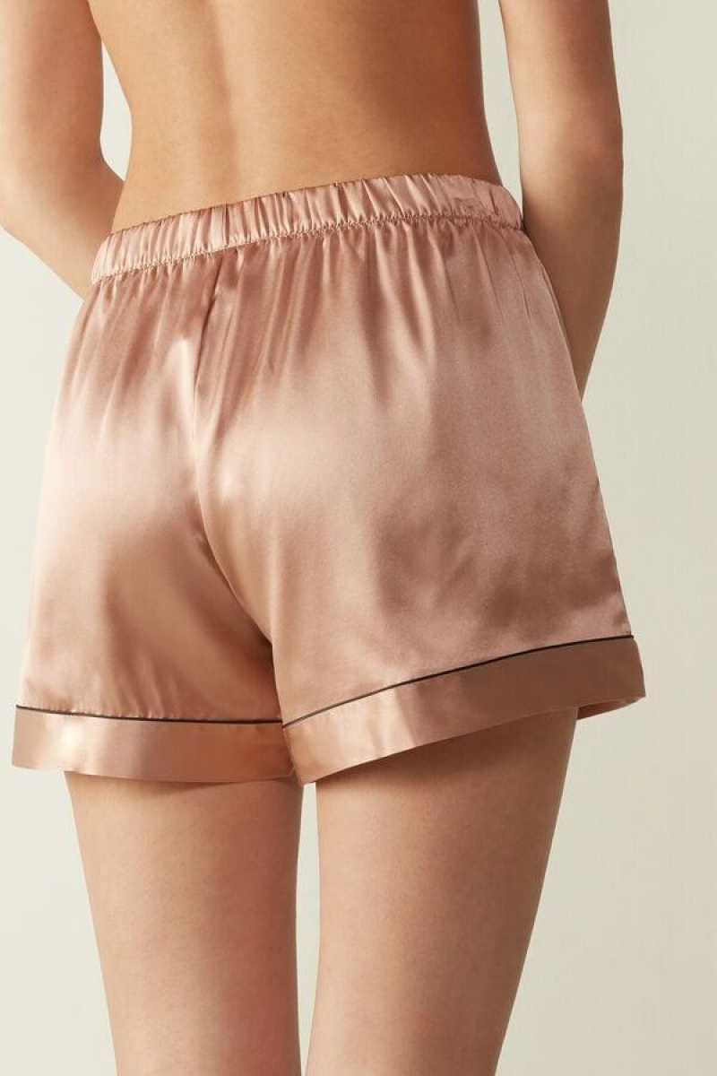 Intimissimi Silk Shorts with Contrast Trim Pyjamas Dame Rosa | NOIS4061