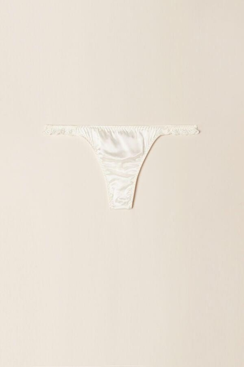 Intimissimi Silk and Blonder G-String Truser Dame Hvite | NODN3511