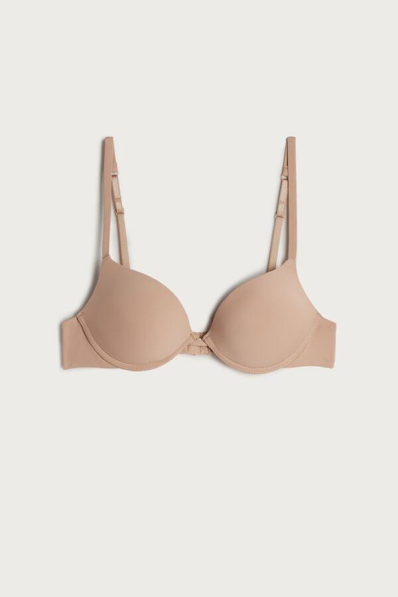 Intimissimi Simona Microfiber Super Push-Up BH Dame Beige | NOYU4714