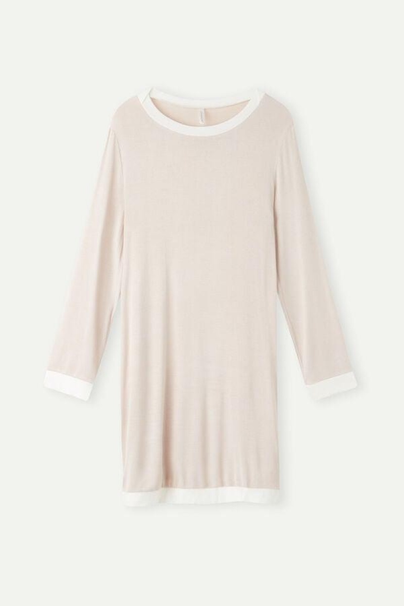 Intimissimi Simple Elegance Night Shirt Pyjamas Dame Rosa Hvite | NOHK3838