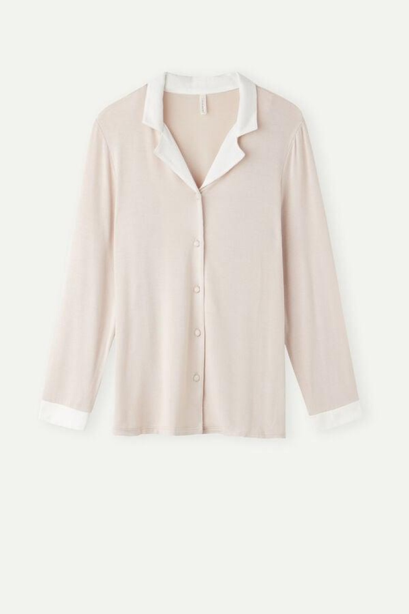 Intimissimi Simple Elegance Open Front Cardigan in Modal Pyjamas Dame Rosa Hvite | NOEX3910