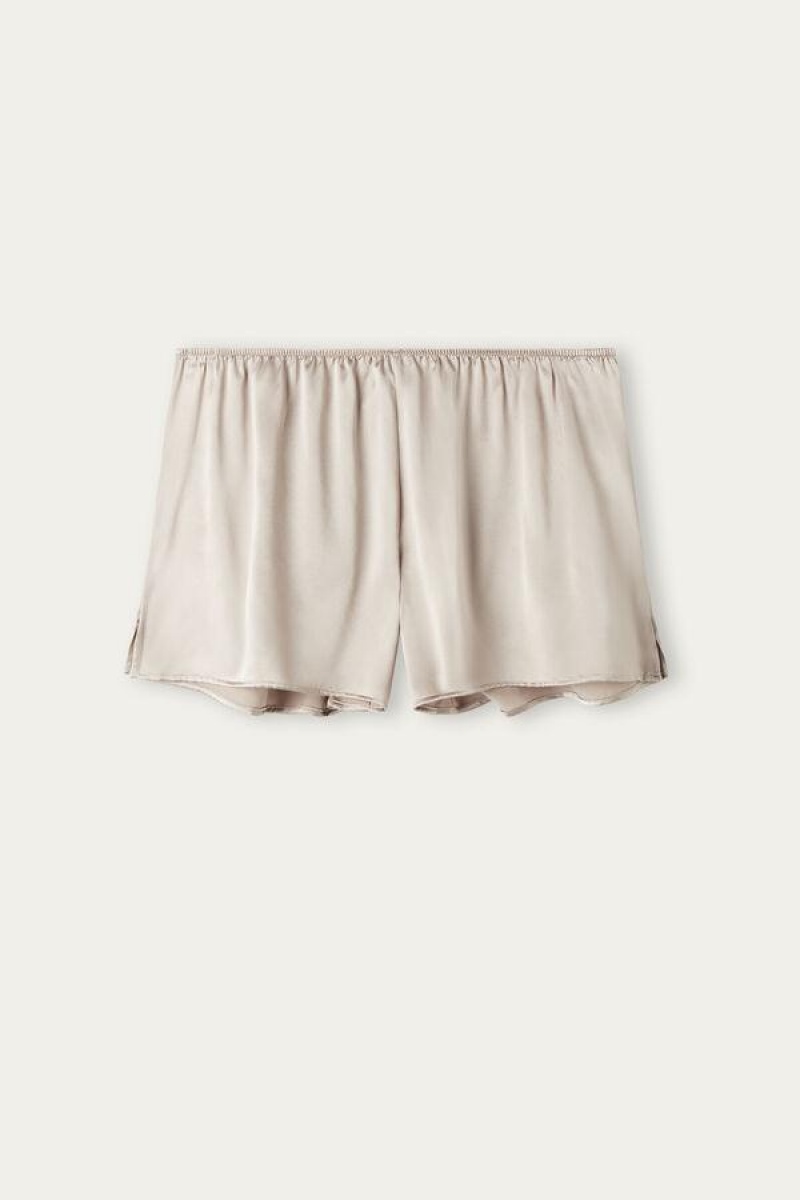 Intimissimi Smooth Silk-Satin Shorts Pyjamas Dame Beige | NOTV4064