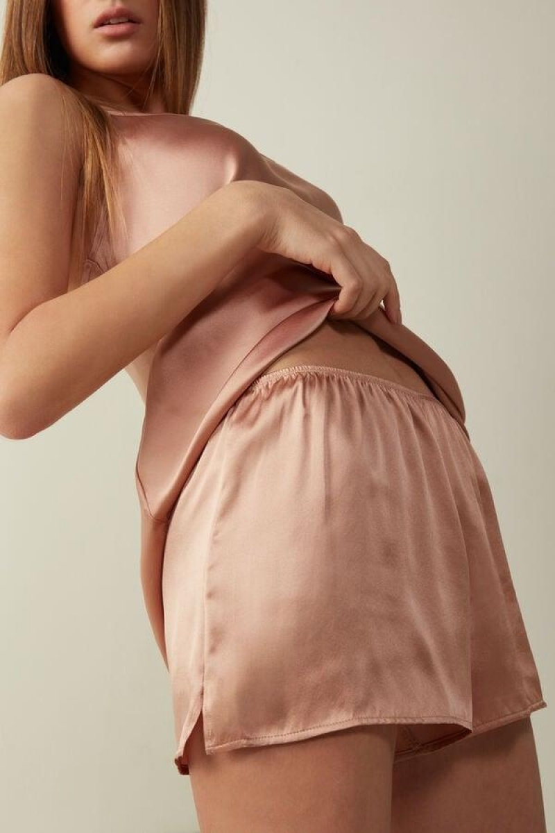 Intimissimi Smooth Silk-Satin Shorts Pyjamas Dame Rosa | NOUT4062