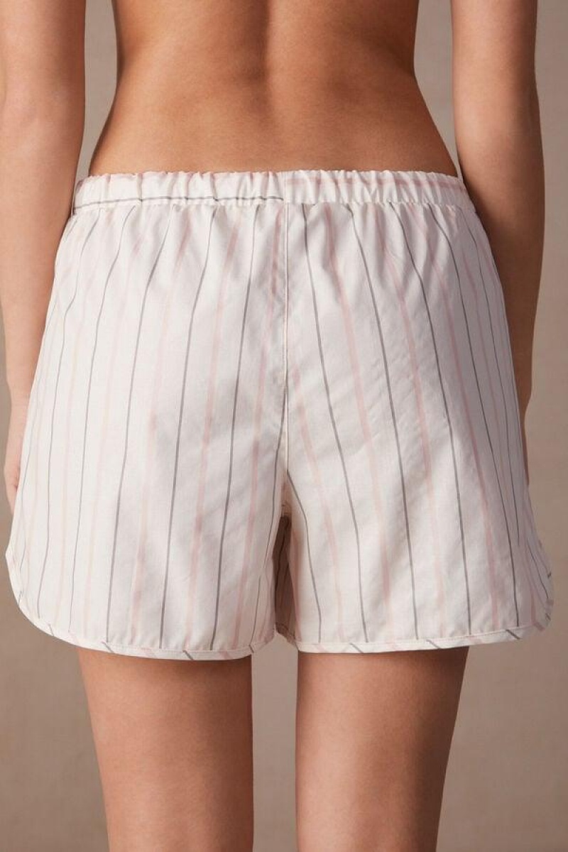 Intimissimi Soft Spring Bomull Cloth Shorts Pyjamas Dame Beige Rosa | NOSO4084