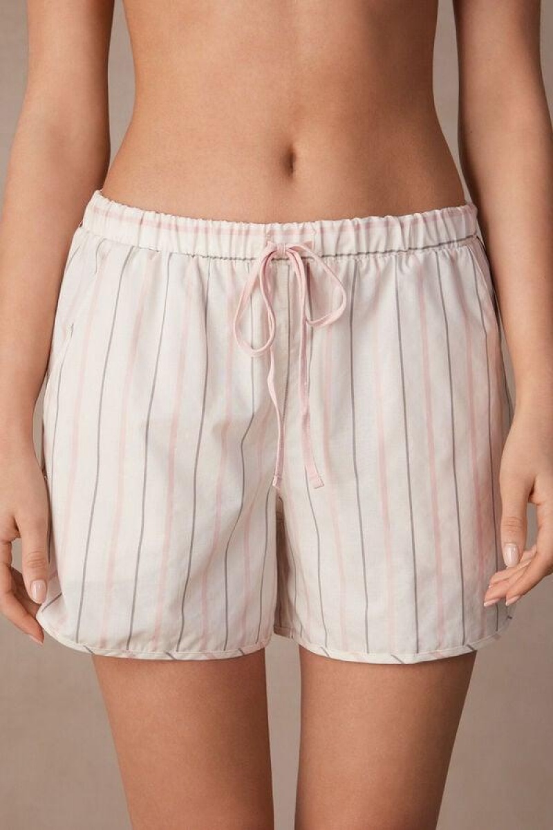 Intimissimi Soft Spring Bomull Cloth Shorts Pyjamas Dame Beige Rosa | NOSO4084