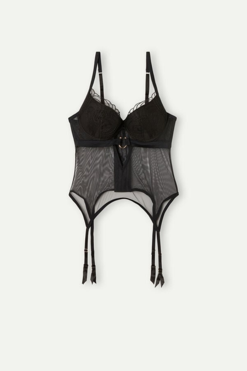 Intimissimi Steal the Show Guipure Demi-Cup Bra Dameundertøy Dame Svarte | NOEX4170