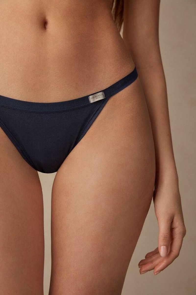 Intimissimi String Thong in Bomull Truser Dame Blå | NOUT3777