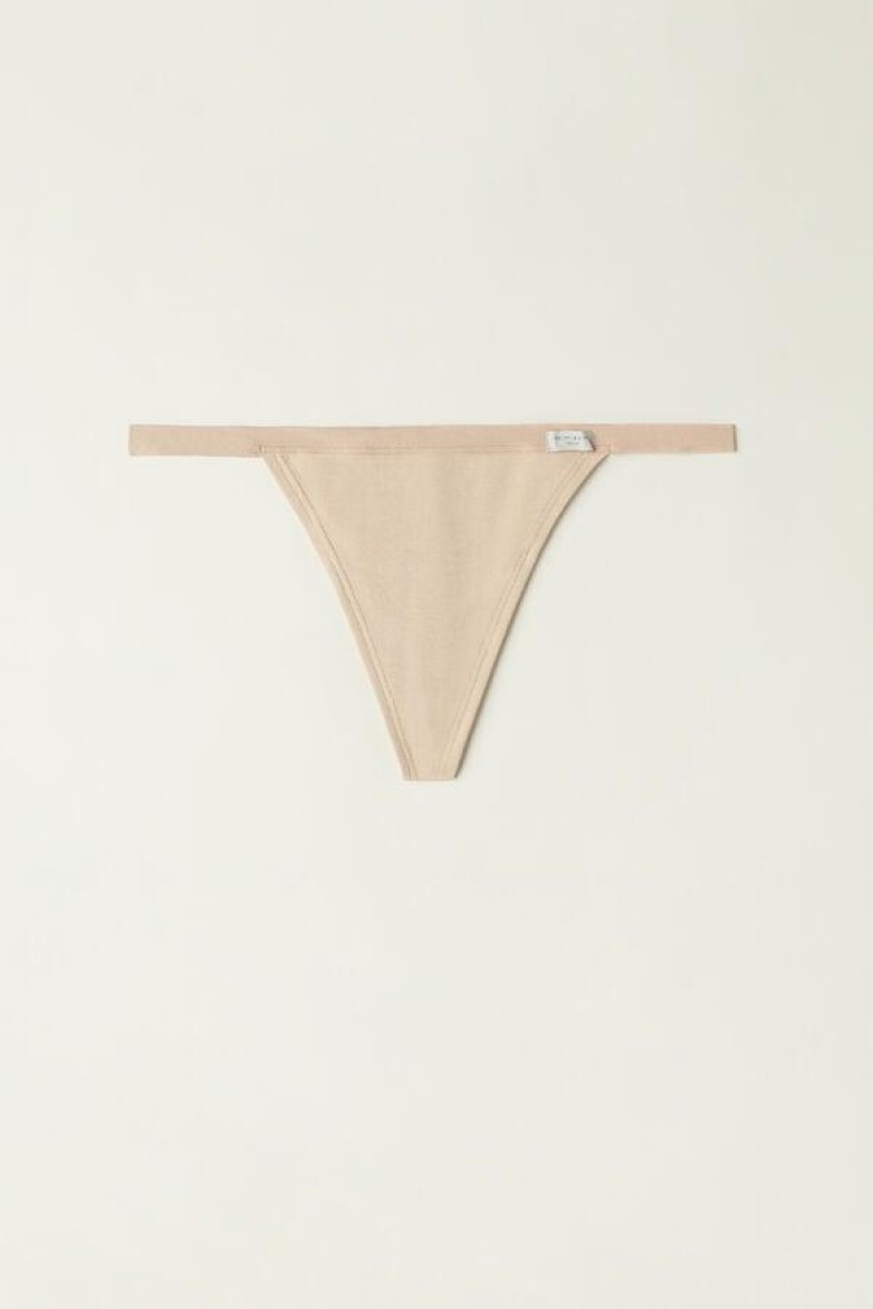 Intimissimi String Thong in Bomull Truser Dame Beige | NOOR3775