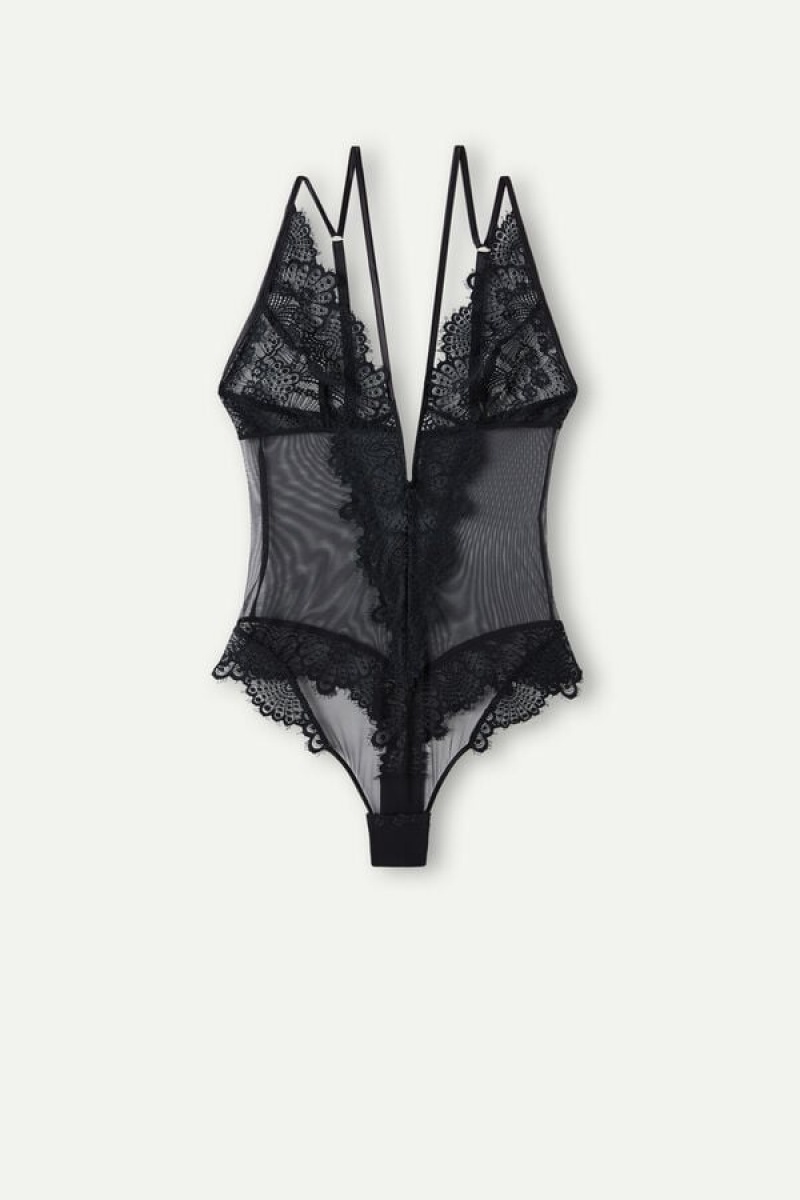 Intimissimi Stunning Beauty Blonder and Tulle Body Dame Svarte | NOXF4178