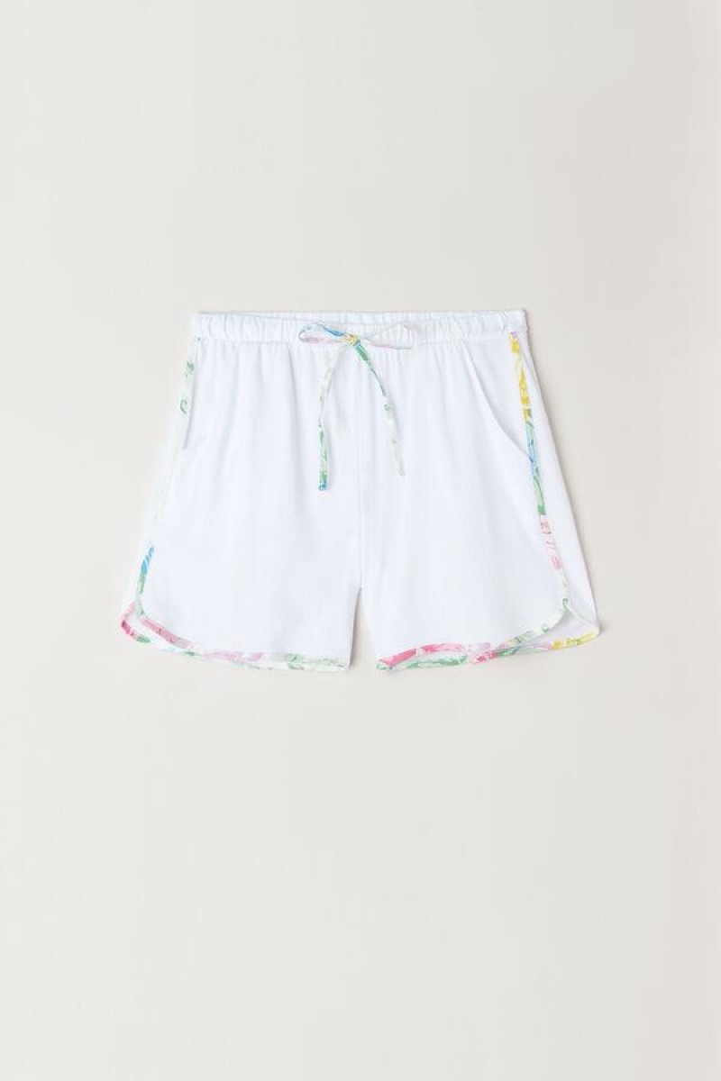 Intimissimi Summer Garden Shorts in Supima® Ultrafresh Bomull Pyjamas Dame Hvite | NOMA4069