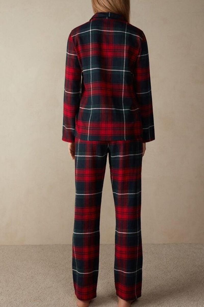 Intimissimi Tartan Love Brushed Fabric Pyjamas Dame Rød | NOAP3825