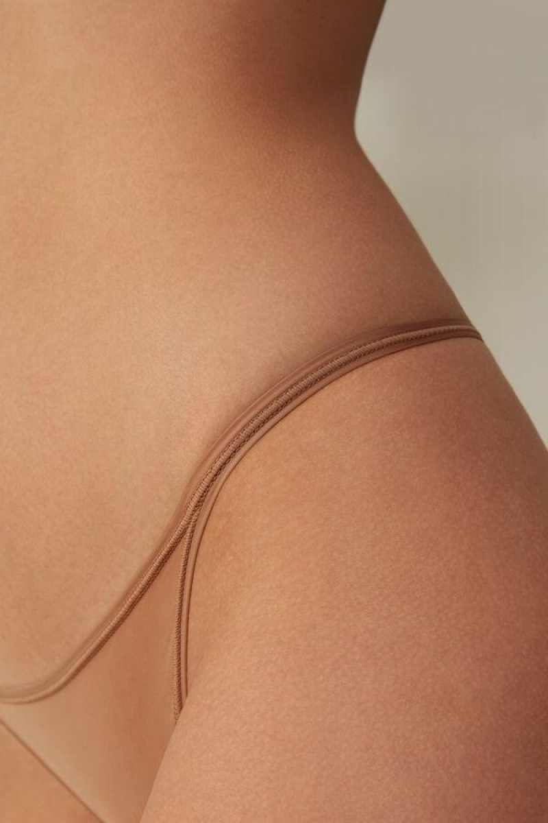 Intimissimi Thong with Ultralight Microfiber Straps Truser Dame Beige | NOLH3764