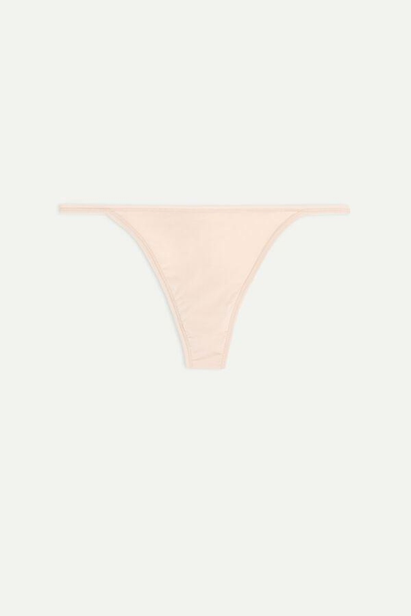 Intimissimi Thong with Ultralight Microfiber Straps Truser Dame Beige | NOXF3762