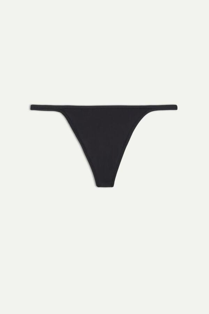 Intimissimi Thong with Ultralight Microfiber Straps Truser Dame Svarte | NOCE3761