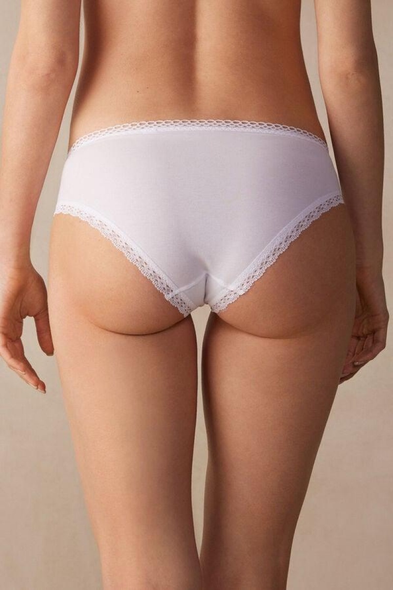 Intimissimi Timeless Simplicity Bomull Truser Dame Hvite | NOVD3708