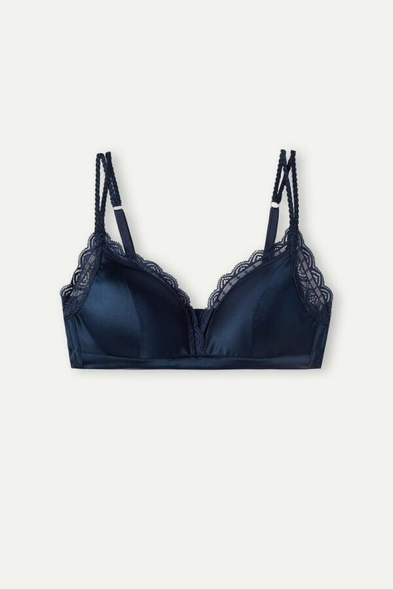 Intimissimi Tiziana Silk and Blonder Triangle BH Dame Blå | NOOR4888