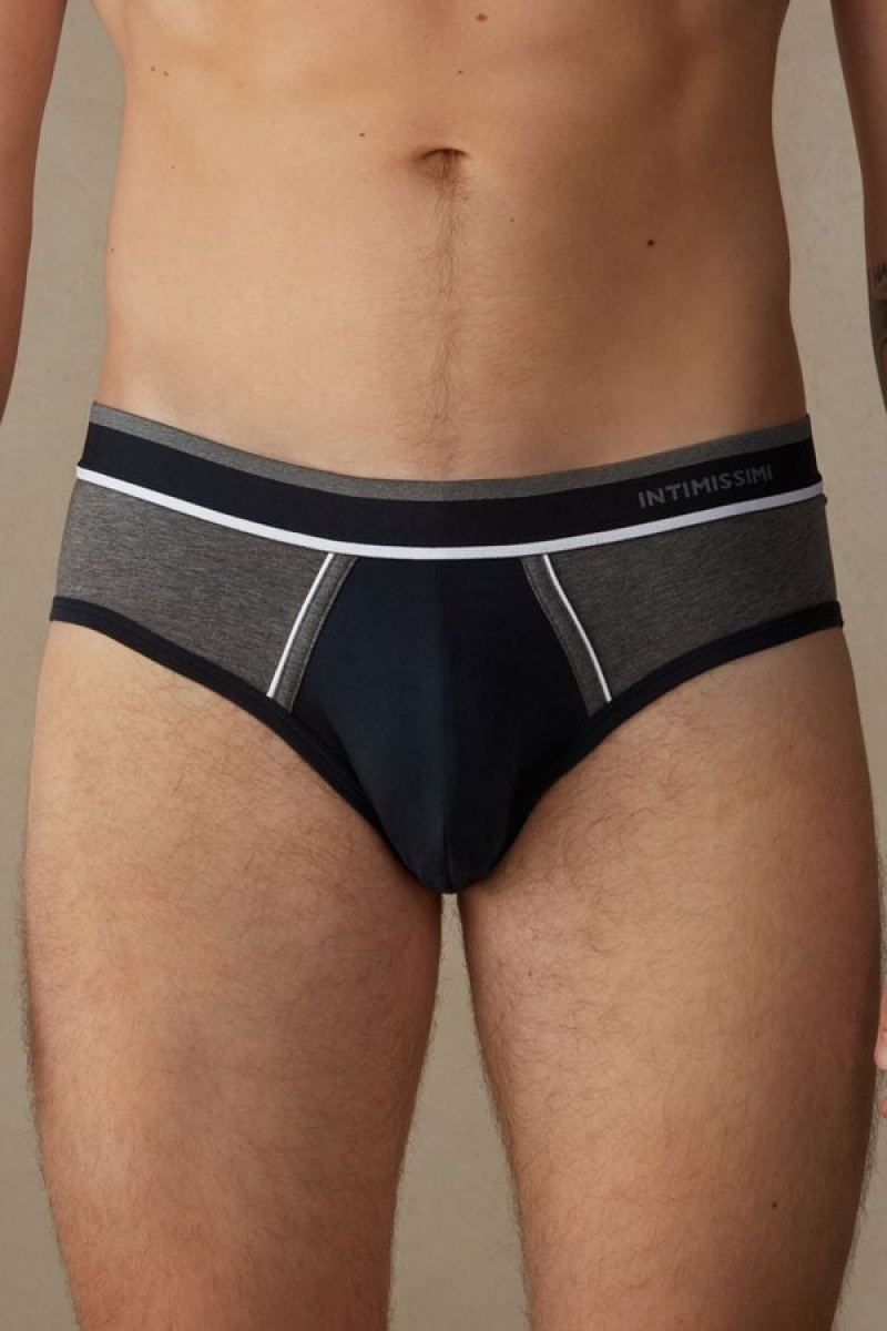 Intimissimi Two-Tone Stretch Supima® Bomull Truser Herre Blå Dyp Grå | NOQZ3366