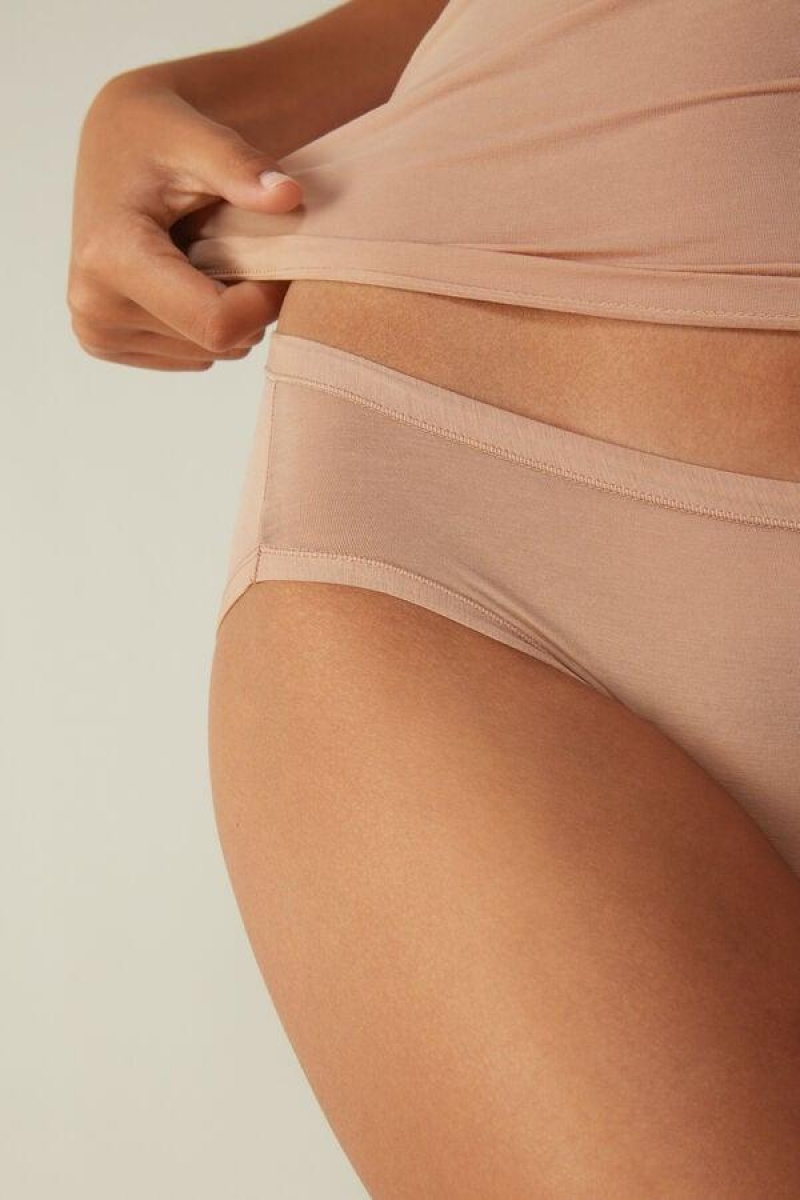 Intimissimi Ultralight Supima® Bomull Briefs Truser Dame Beige | NOVD3604