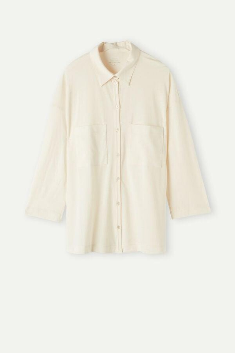 Intimissimi Urban Nomad Bomull Shirt Pyjamas Dame Lyse Beige | NONB3889