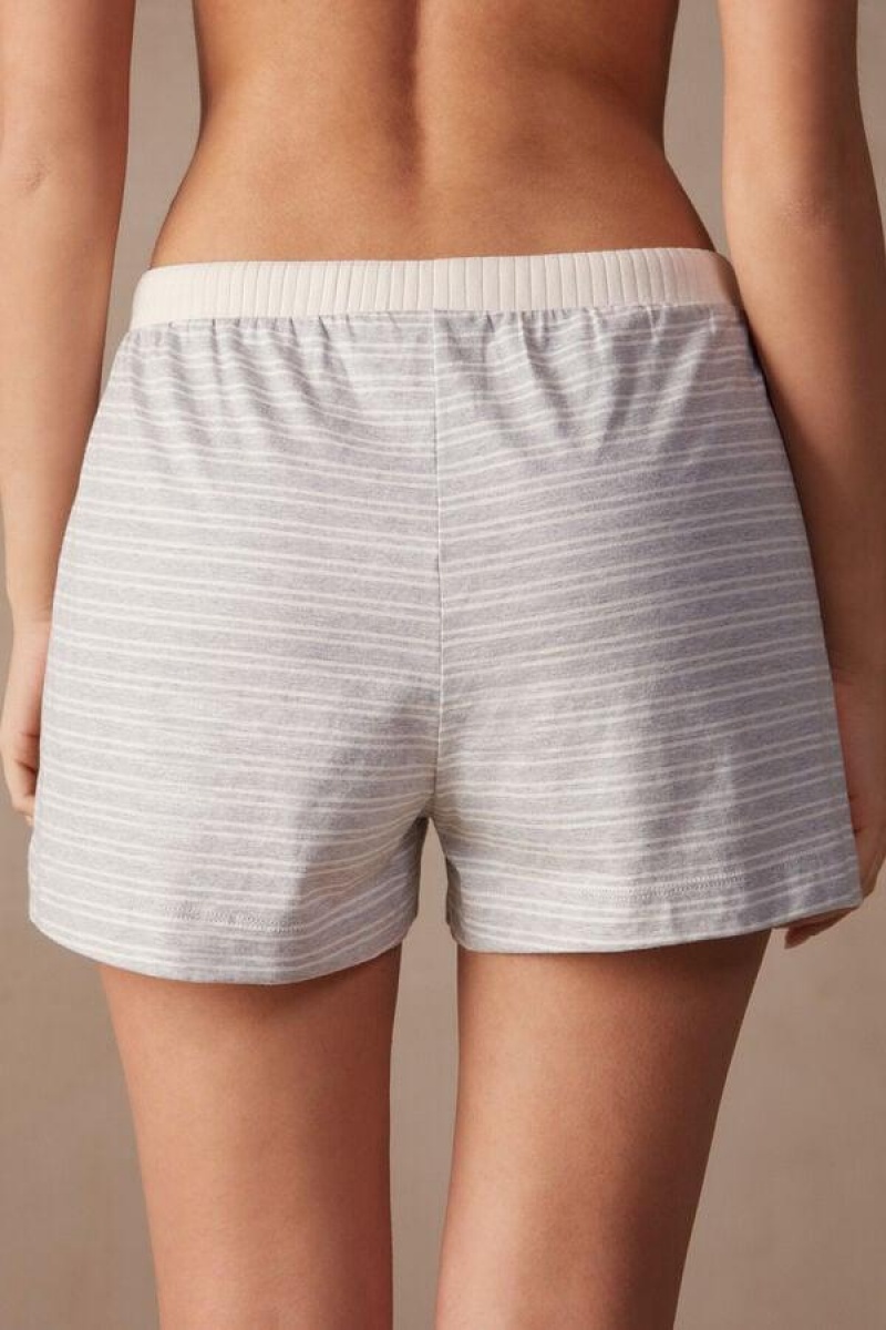 Intimissimi Vanlige Sunday Shorts Pyjamas Dame Grå Lyse Gul Beige | NOFM4082