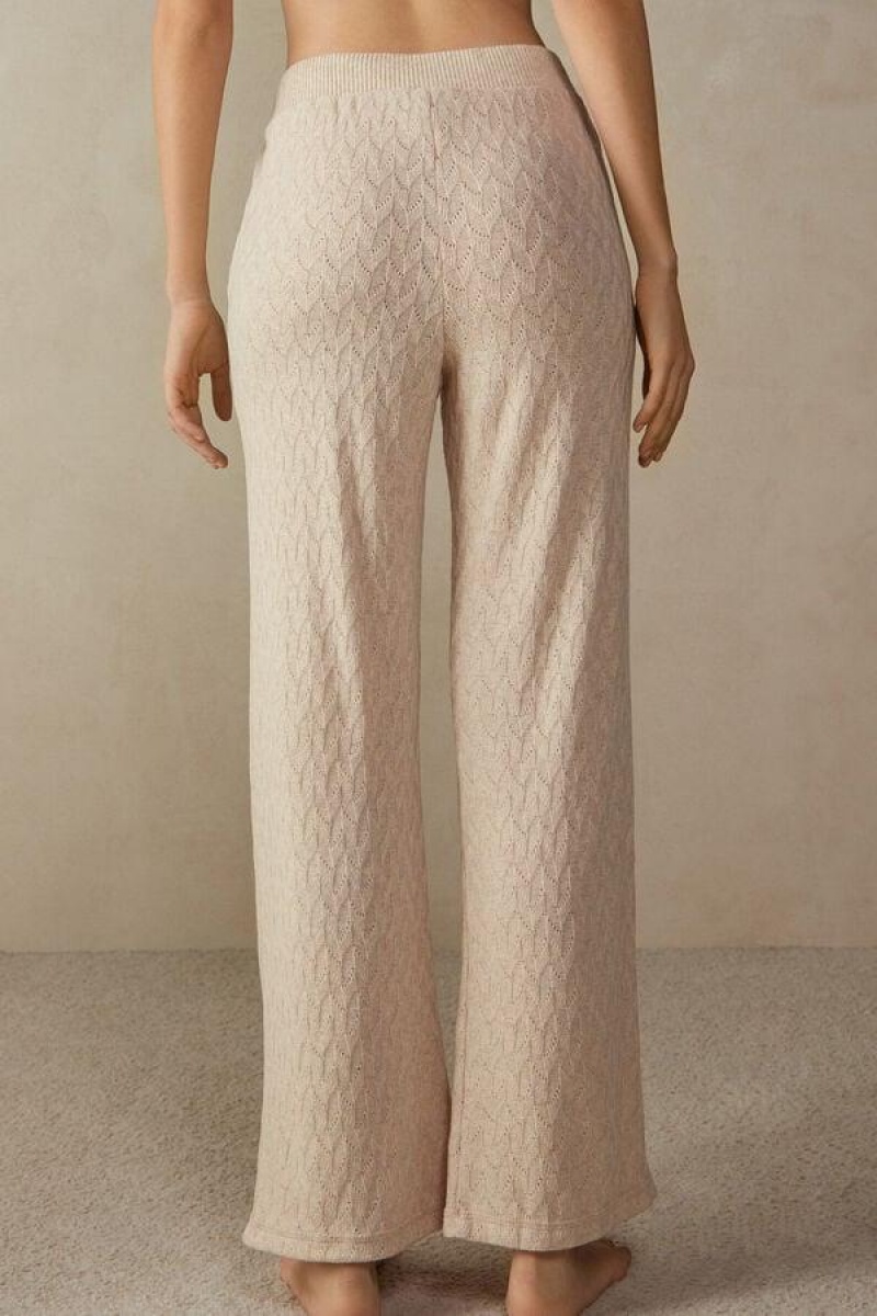 Intimissimi Vinter Braid Full Length Jacquard Pants Pyjamas Dame Beige | NONB3993