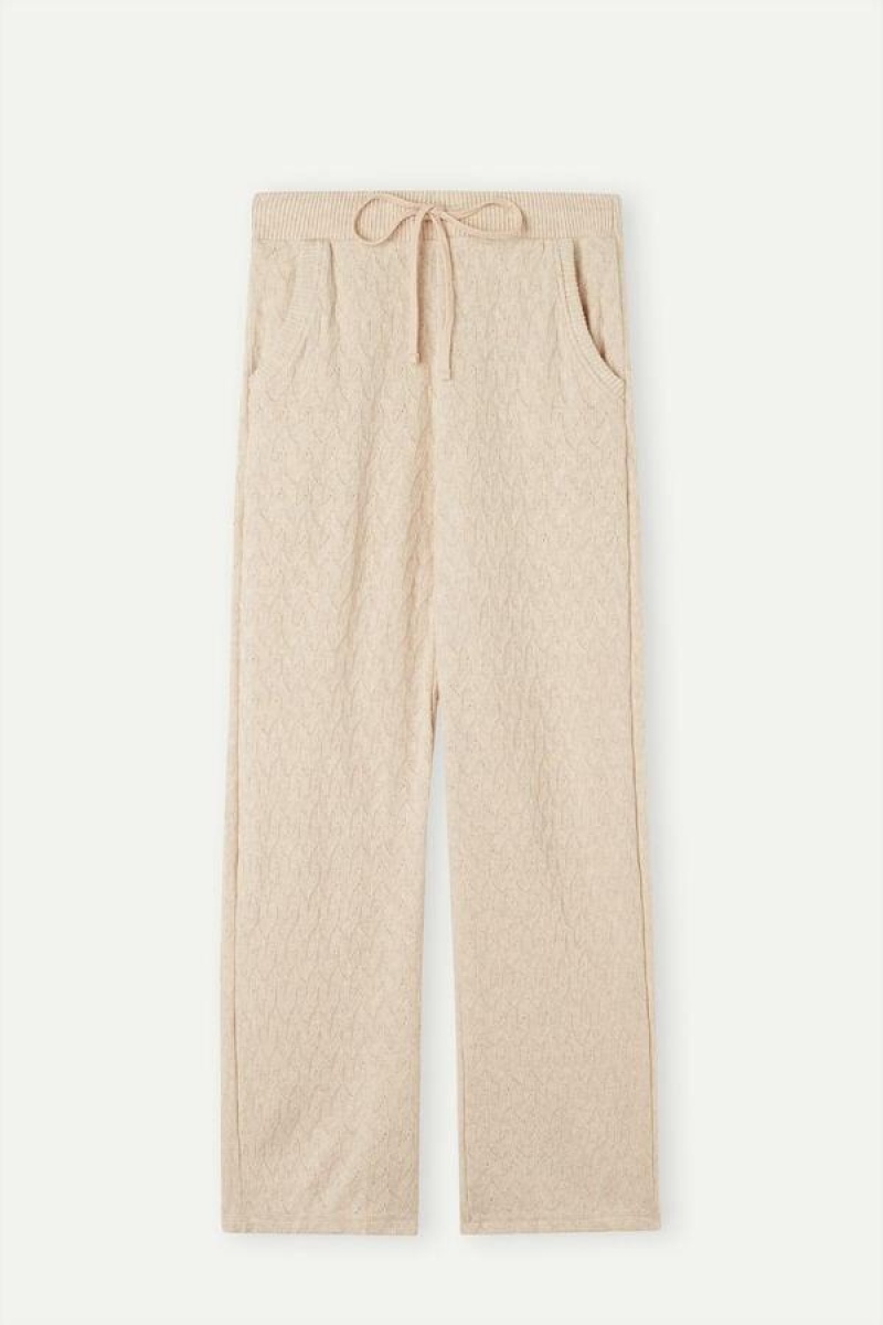 Intimissimi Vinter Braid Full Length Jacquard Pants Pyjamas Dame Beige | NONB3993